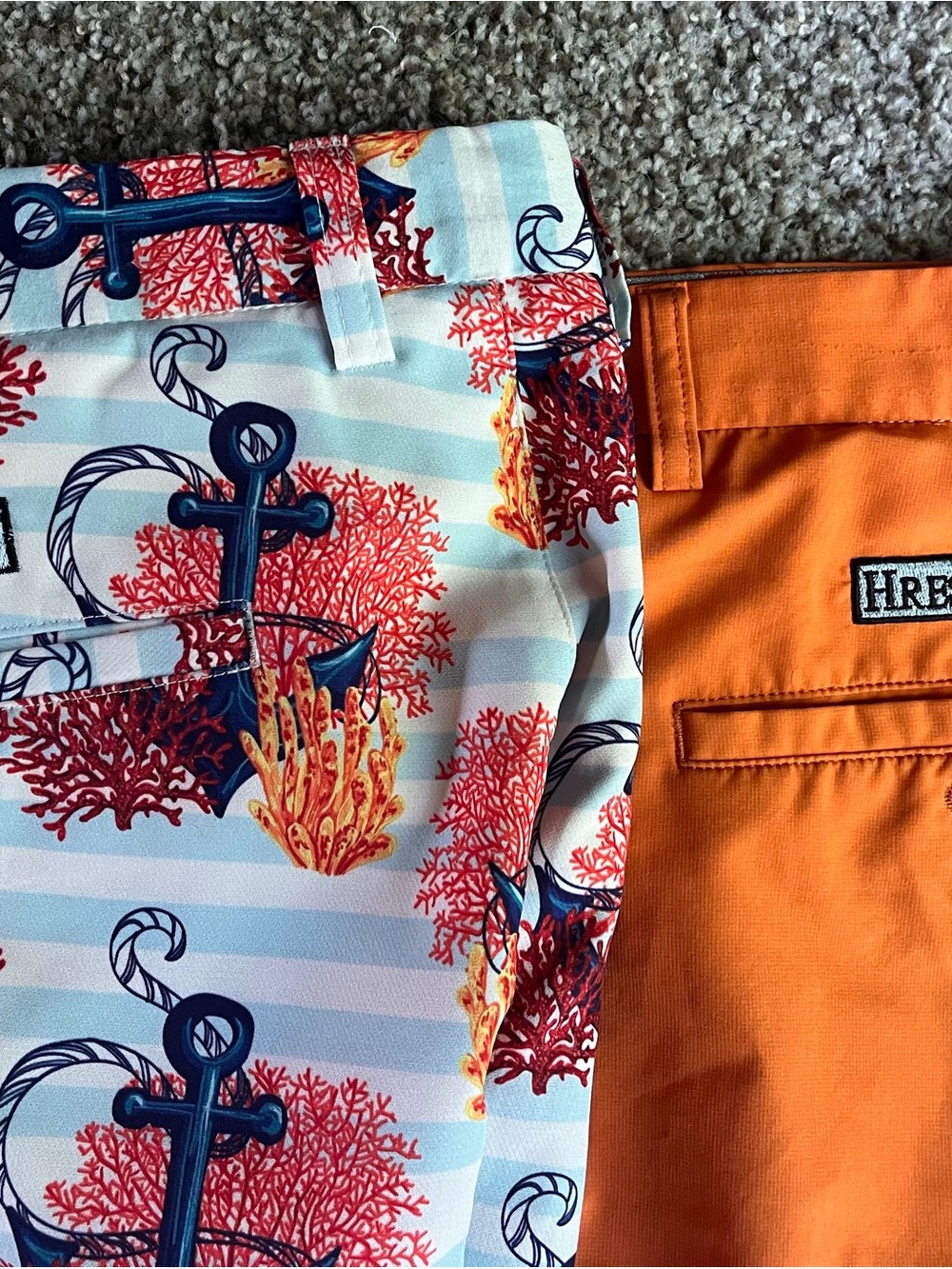 Heritage Performance Men’s Orange & Nautical Print Golf Shorts